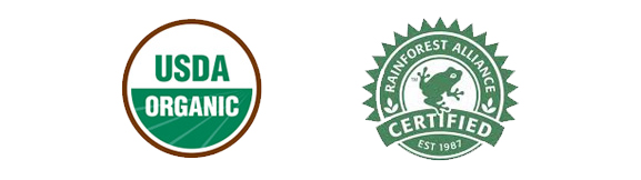 USA Organic and Rainforest Alliance Certified Symbols